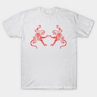 Red Mandala Monkeys T-Shirt